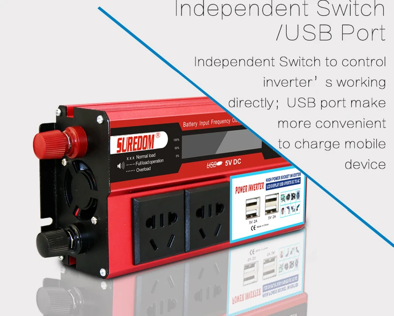 300 Вт преобразователь напряжения, силовой инвертор светодиодный 4USB AC 50Hz 12 V/24 V DC до 110 v/220 V синусоидальный преобразователь