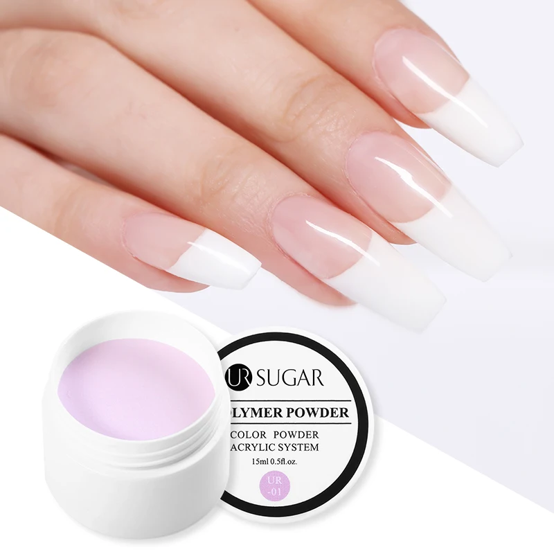 UR SUGAR 15ml Acrylic Powder Crystal Nail Art Tip Builder Transparent Powder Crystal Liquid Manicure Pink White Clear