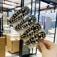 Корейские женские заколки для волос с искусственным жемчугом заколка для волос кристаллы металлические полые аксессуары для волос ювелирные изделия ручной работы A36