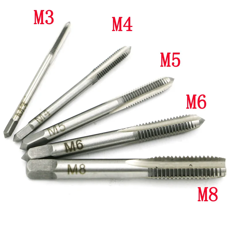 New 5PCS/Set HSS M3 M4 M5 M6 M8 Machine Spiral Point Straight Fluted