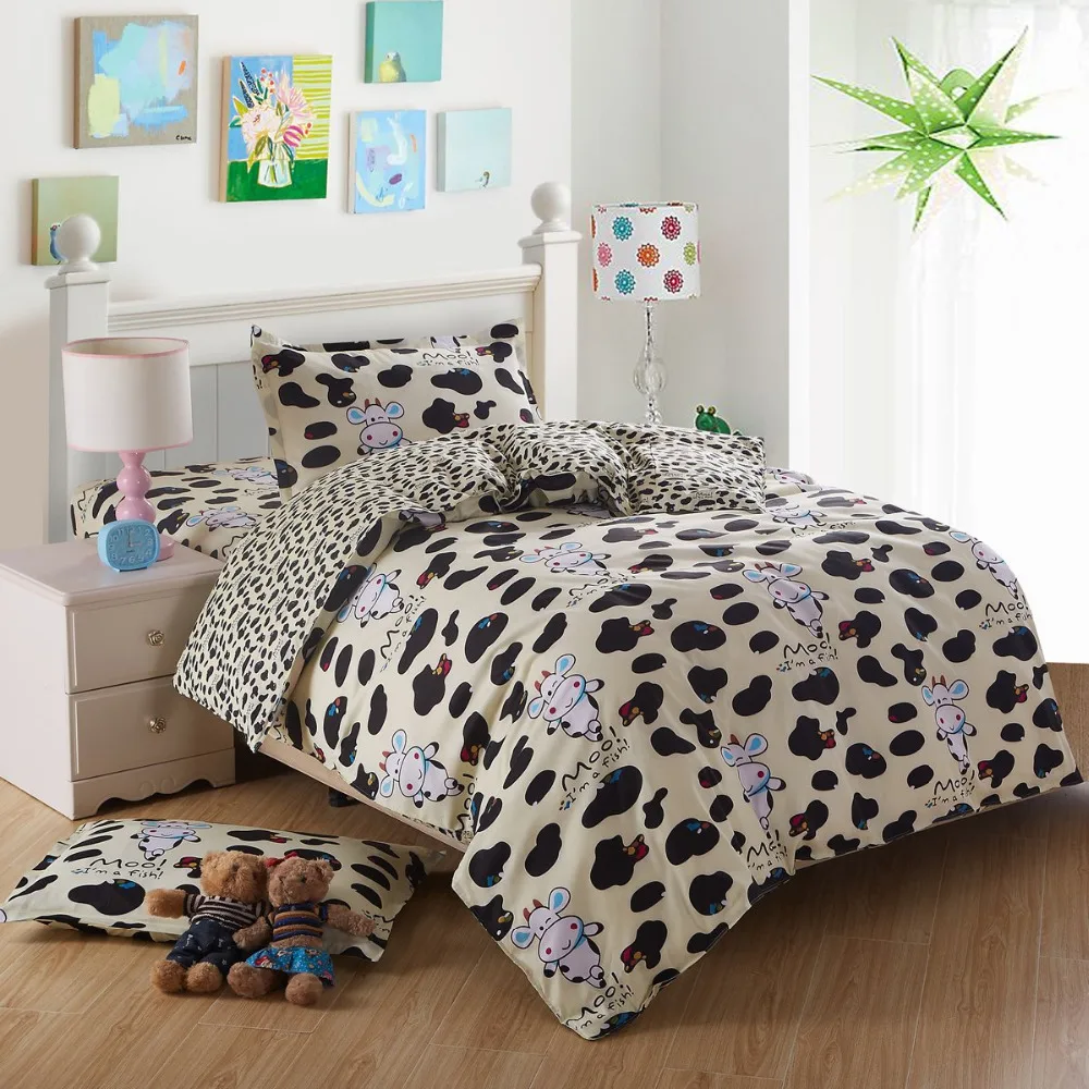 Dairy Cattle Duvet Cover White And Black Comforter Sets Kids Bed Linen Funda Nordica Bed Set Kids Bed Cover Cheap Bed Sheets
