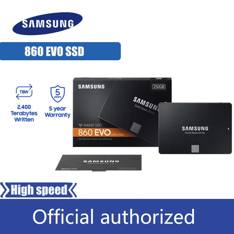  100% original SAMSUNG 860 EVO Interne Solid State Disk 250GB 500GB 1TB SSD SATA3 25 HD Harte usb-fl