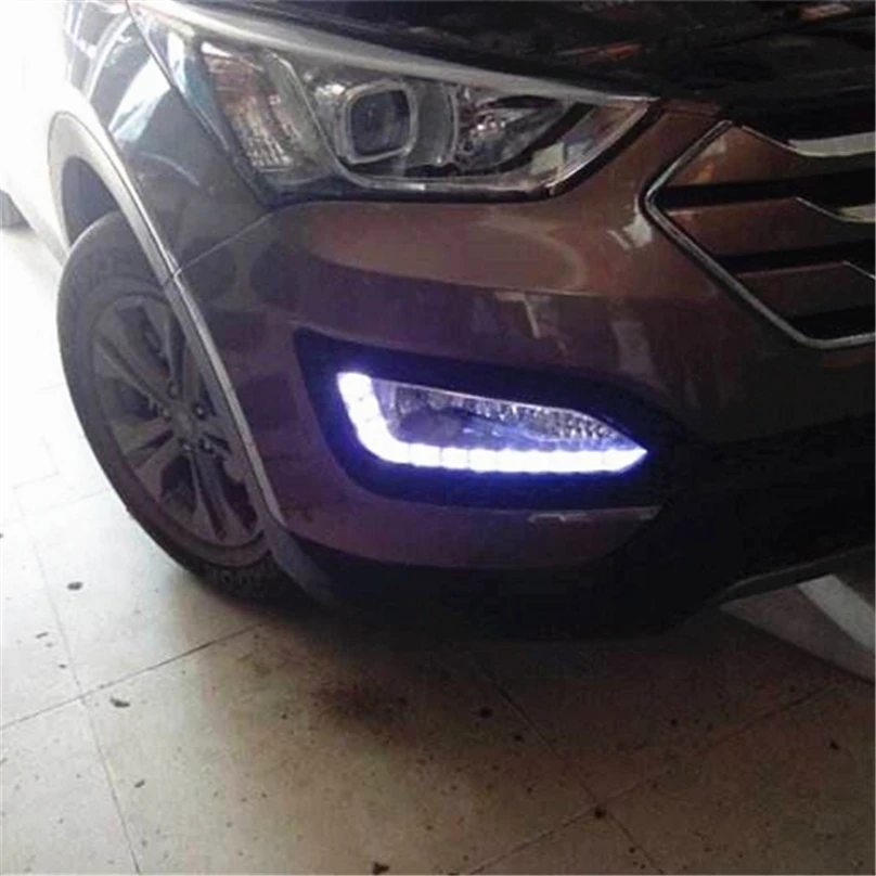 Автомобильный мигающий DRL для Hyundai Santa Fe IX45 2013 2015 дневной ходовой светильник