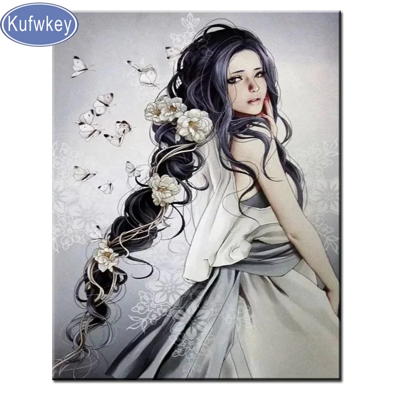 Алмазная живопись KUFWKEY мультфильм принцесса бабочка квадратные круглые поделки