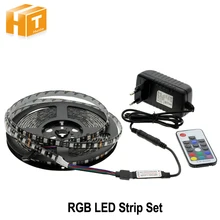 RGB LED Strips 5050 DC12V 5m 300 LEDs Fleixble Light + 17Keys RF Controller + 12V 3A Power Adapter
