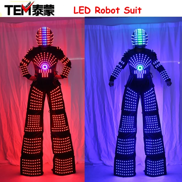 Новое поступление костюм робота со светодиодами, Давид Guetta костюм робота из светодиодов, рейнджеры t Stilts одежда светящиеся костюмы