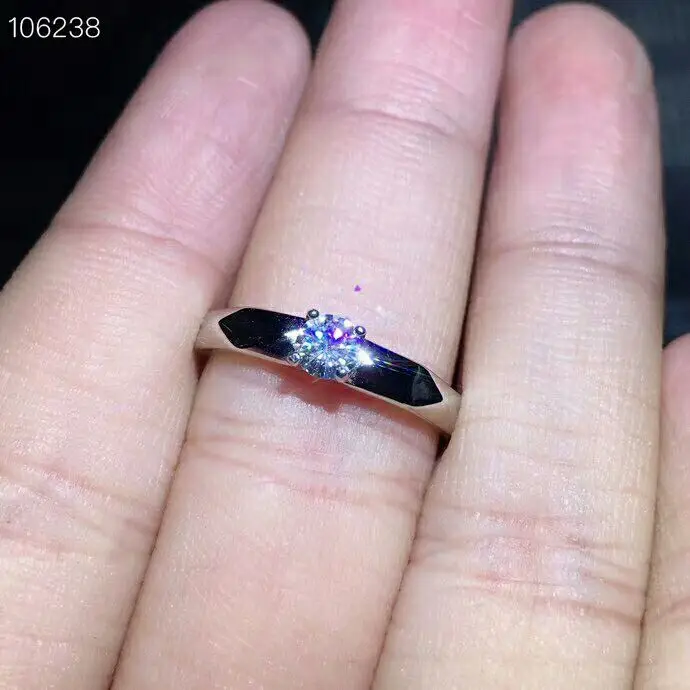 

MeiBaPJ 4mm Glittering Moissanite Gemstone Classic Simple Ring for Women 925 Sterling Silver Fine Wedding Jewelry
