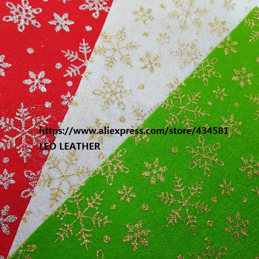

3 PCS A4 SIZE (21x29cm) Printed Gold Snowflake on Felt for DIY Sewing 3S15A