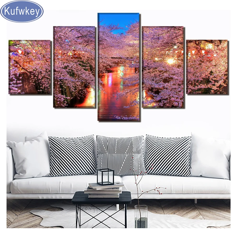 Full drill 5 piece diamond painting scenery Round/square Rhinestone