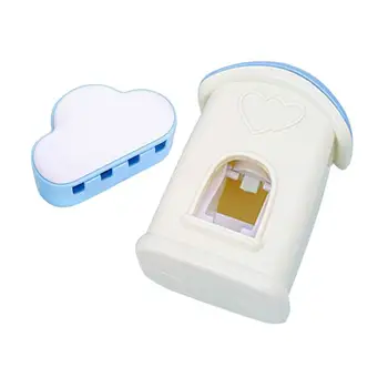 

1 PC Automatic Toothpaste Machine Cloud House Style Plastic Adhesive Hook Toothbrush Holders for Bathroom Living room Children