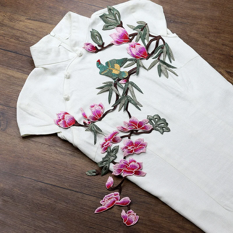 

birdflower 2pcs/set applique patches vintage embroidered sew on patch applique jacket patches for clothes parches para la ropa