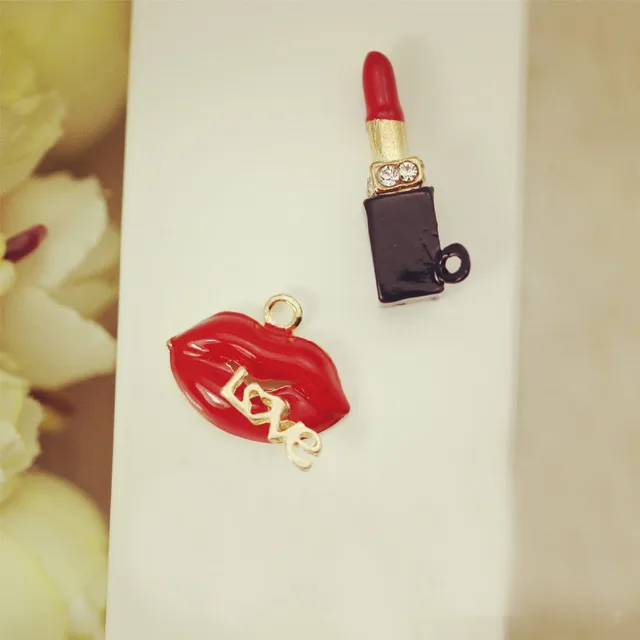 Buy 10pcs Lips Lipstick floating Enamel Charms Alloy