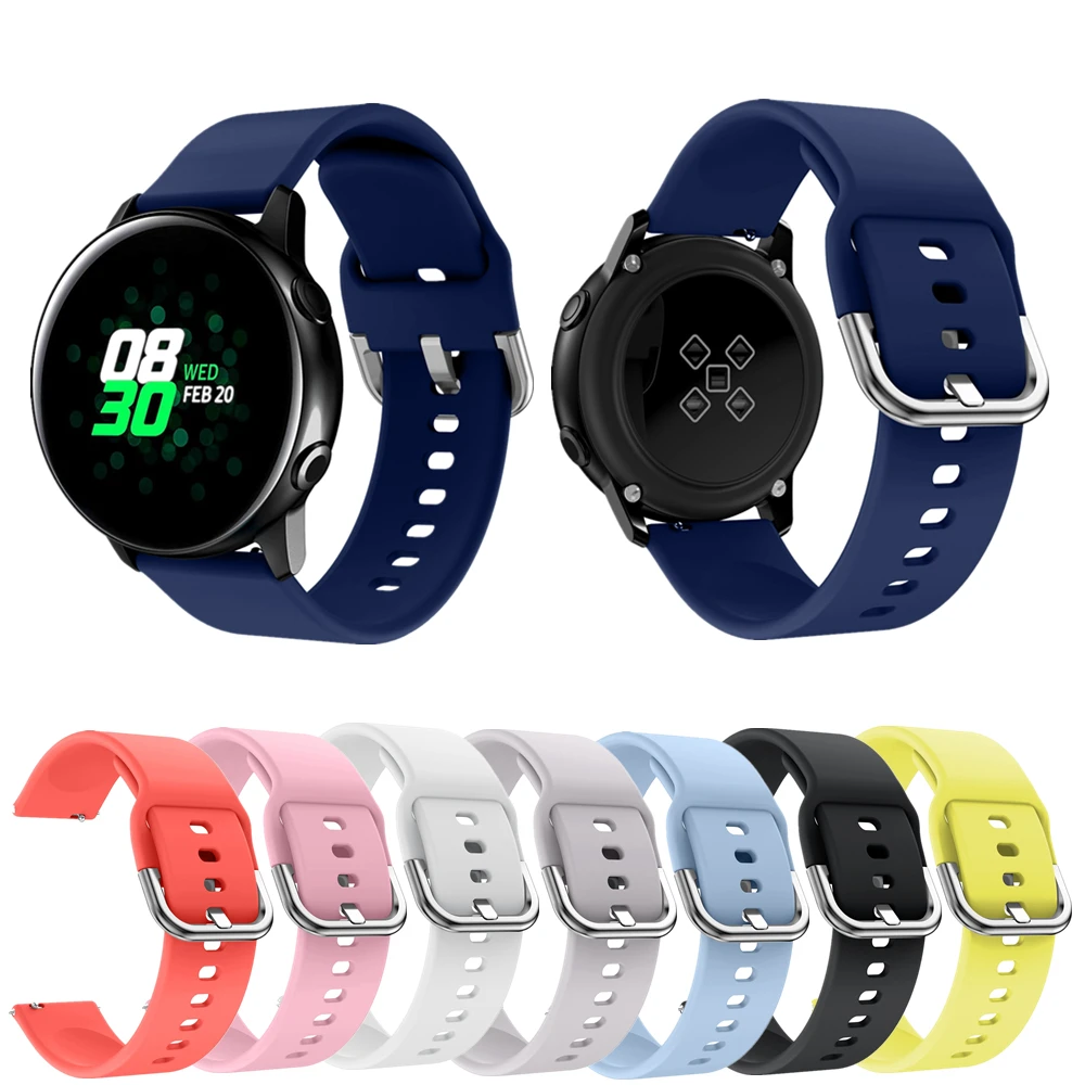 

20mm Silicone WatchBand Strap For Universal 42mm Samsung Galaxy Watch Belt Pure Color Quick Release SmartWatch Wrist Band Strap
