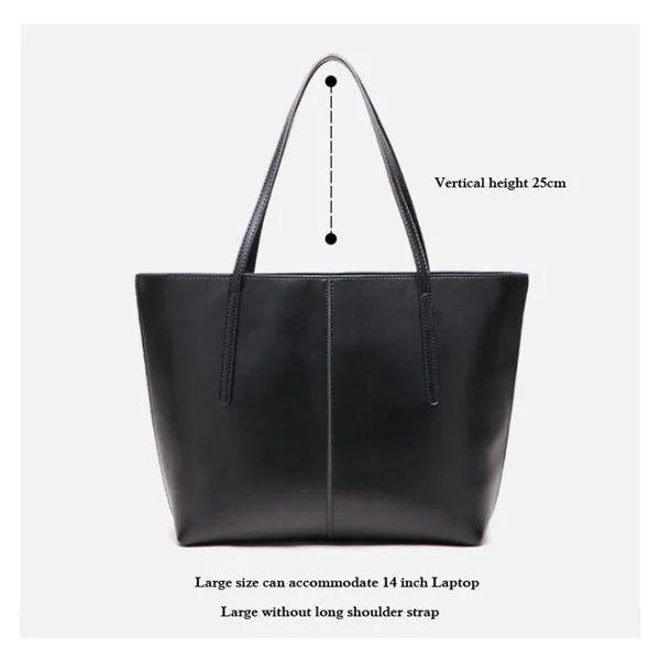 Новая простая сумка на плечо женская большая сумка мягкая кожаная Большая вместительная сумка - Цвет: (L) Black