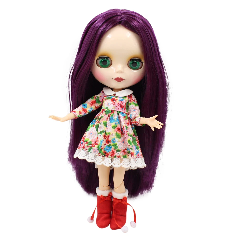

free shipping fortune days blyth doll purple Straight Hair joint body 1/6 BL1962 gift toy