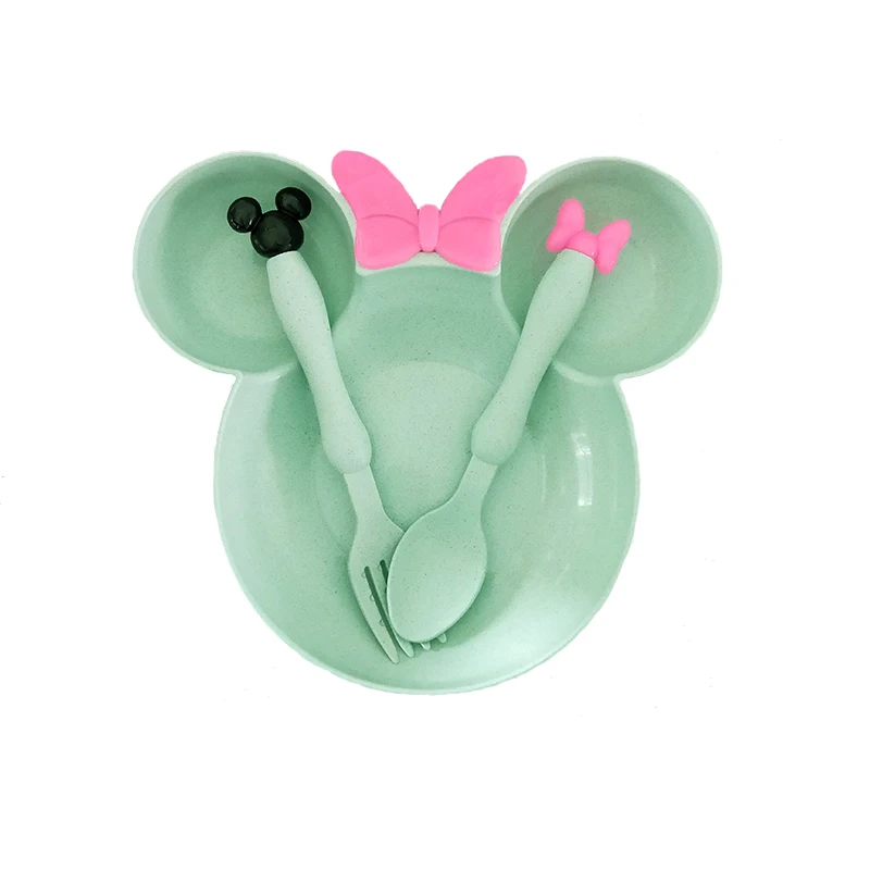 wheat straw bowl children cartoon tableware set baby dinner plate baby training Bowl spoon fork for kids without box wheat straw bowl children cartoon tableware set baby dinner plate baby training Bowl spoon fork for kids without box