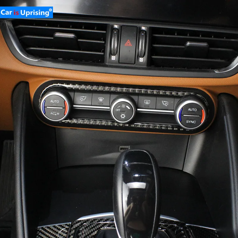 

2017-2018 For Alfa Romeo Giulia Stelvio accessories carbon fibre Style Car Air Conditioning Knob Frame Trim Sticker Car styling