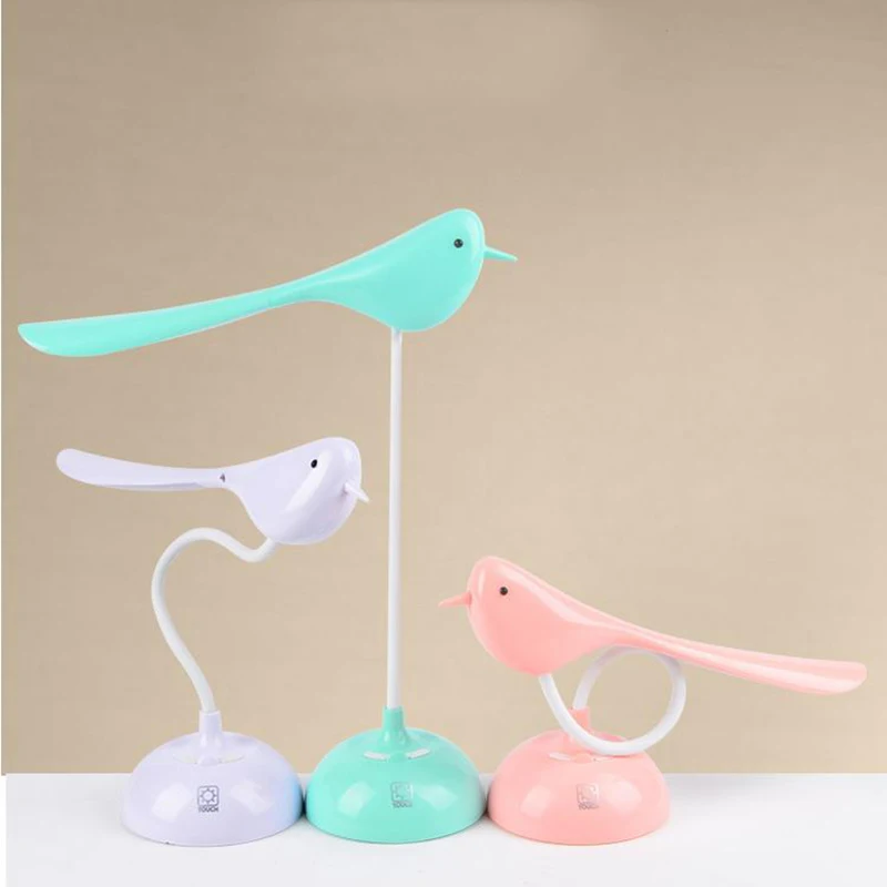 

USB Charging LED Lamp Three-gear Dimming Bird Night Light Multifunction Bracket Pen Holder Kids Reading Table Lamp Funny Gift