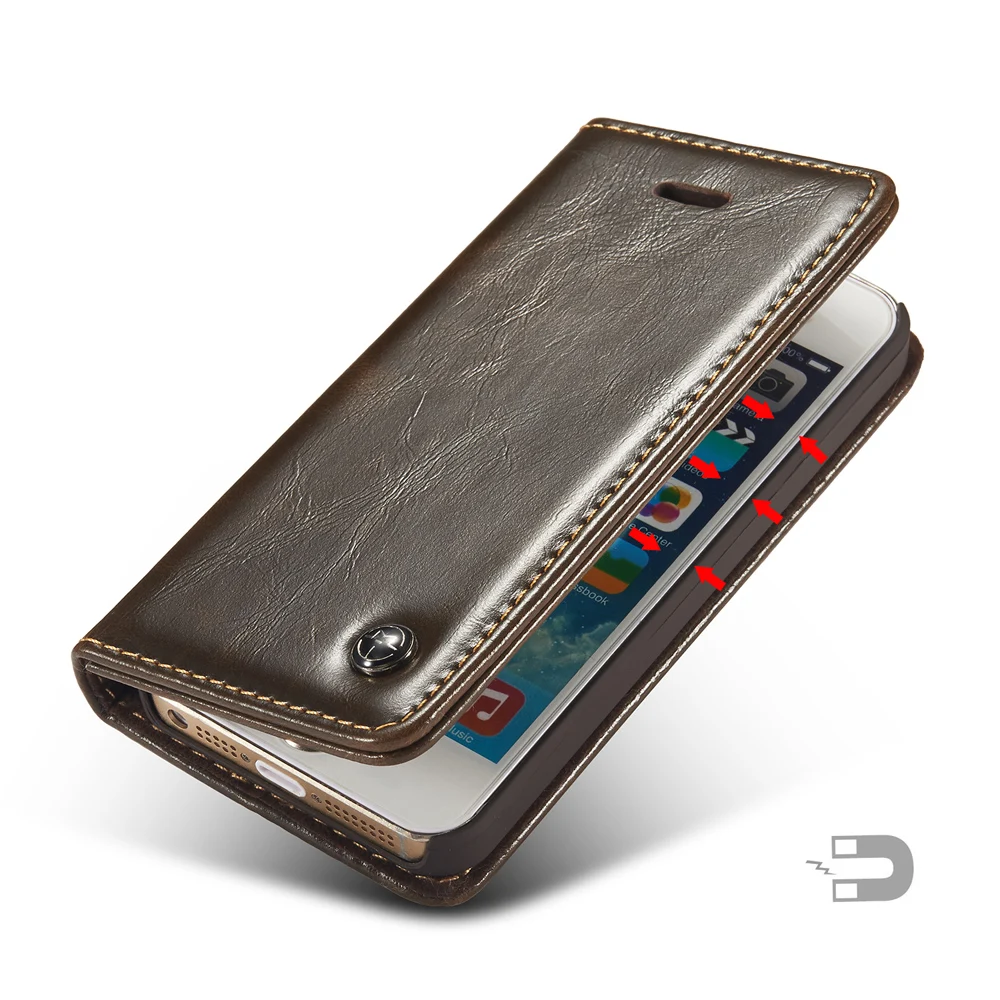 For Apple iPhone 5 Case Leather Flip Magnetic Card Holder For Apple iPhone 5S Case Leather