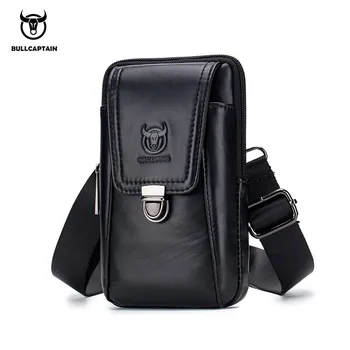 

BULLCAPTAIN Genuine Leather Vintage Waist Packs Men Travel Fanny Pack Belt Bum shoulder Bag Waist Bag Mobile Phone Pouch