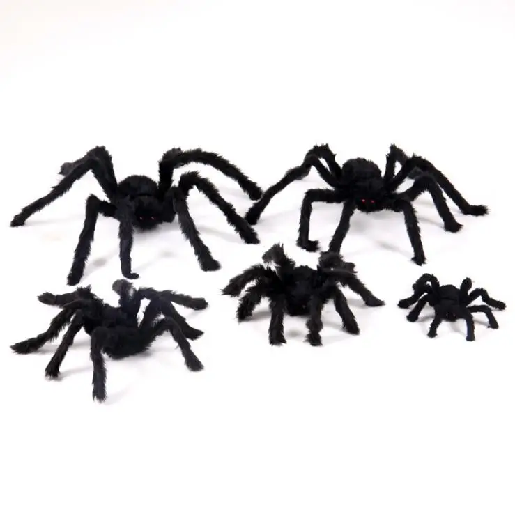 

New Halloween Horrible Big Black Furry Fake Spider Size 30cm,50cm,75cm Creep Trick Or Treat Halloween Decoration