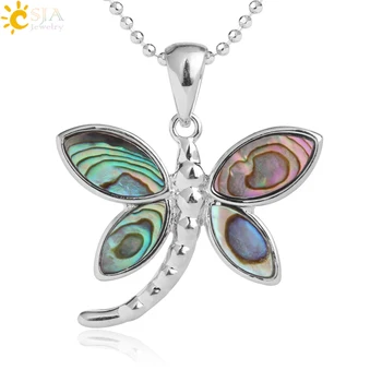 

CSJA Natural Abalone Shell Butterfly Pendant Silver Color Rainbow Colorful Shells Cute Pendants Necklaces for Women Jewelry G043