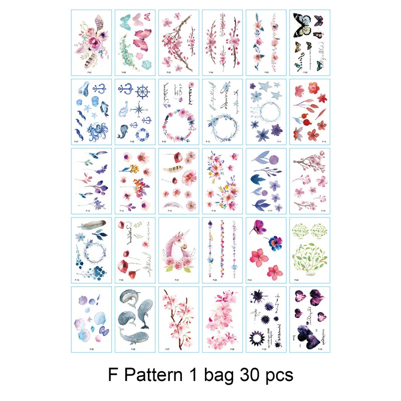 1 Bag 30 pcs DIY stationery stickers children Tattoo Stickers office stationery - Цвет: F