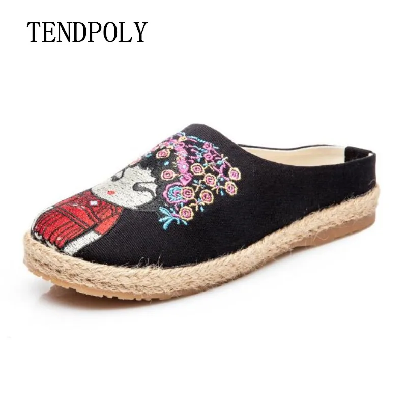 Spring and Autumn new Chinese national wind cloth shoes retro embroidery casual shoes selling flax asakuchi women's single shoes