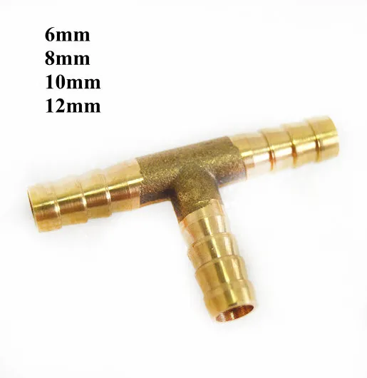 Copper pipe fitting 3 Way T type quick connector pagoda joint 6mm 8mm