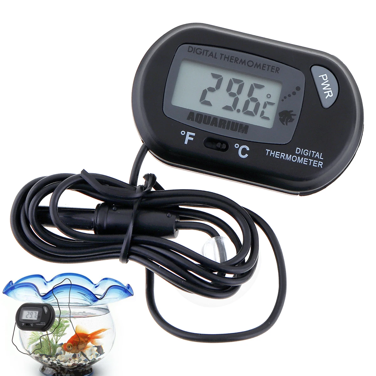 Portable Adjustable Digital LCD Fish Tank Thermometer with Waterproof