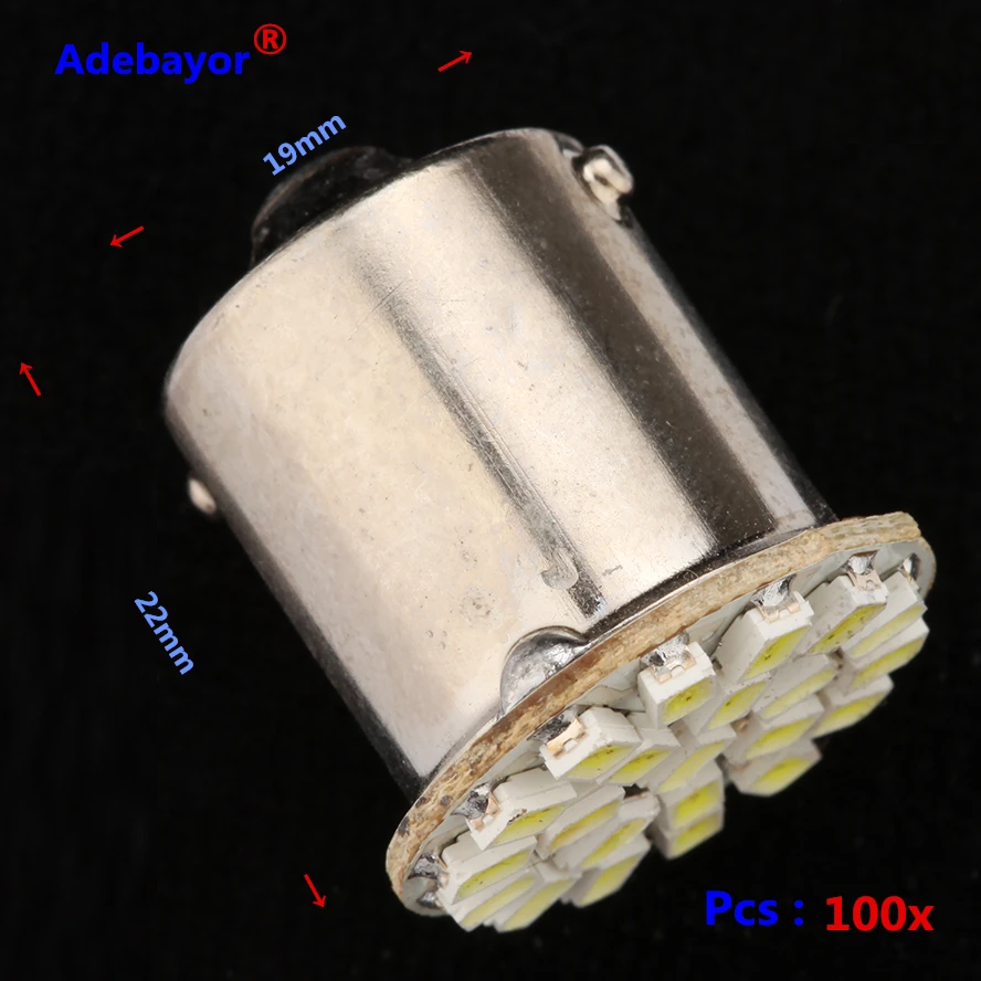 100 шт./лот 1156 BA15S P21w 22 smd светодиода свет 3014 SMD Автомобильная светодиодная