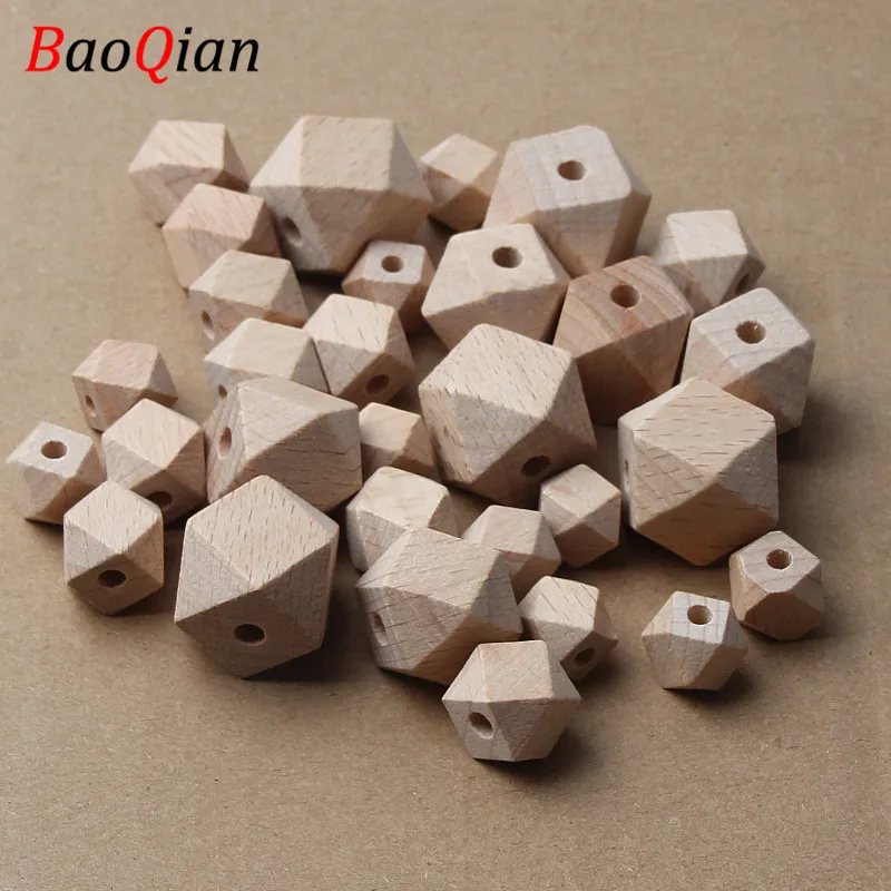 

10-20mm Beech Wood Geometric Unfinished Natural Polygon Hexagon Wooden Beads For DIY Baby Teether Nacklace Jewelry Making