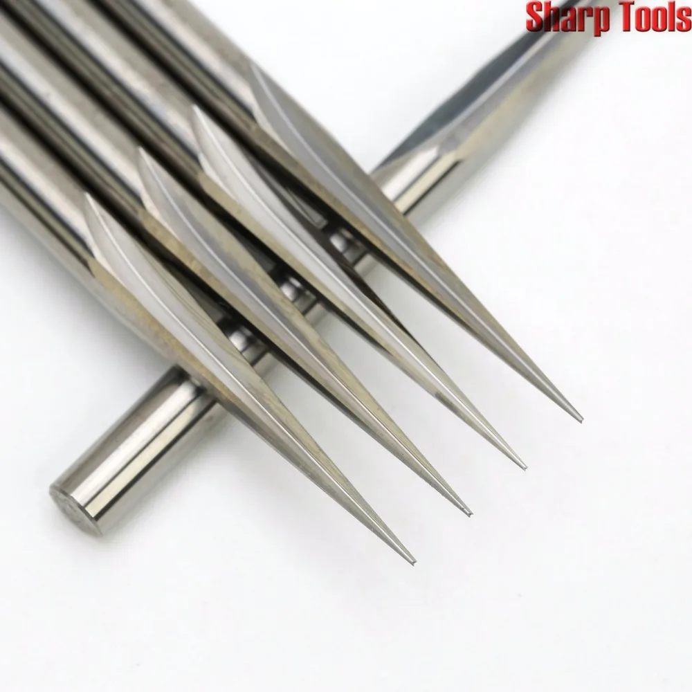 6*30* 80L Tip-0.5mm V паз резак Два флейты прямые карбида вольфрама бит резьба по дереву инструменты концевые фрезы cnc 3D гравировка фрезы