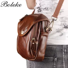 Для мужчин натуральная кожаная сумка маленькая сумка-почтальон упаковка для мобильного телефона сумка крюк петли пояса Crazy Hors/обработанной кожи клапаном поясная сумка