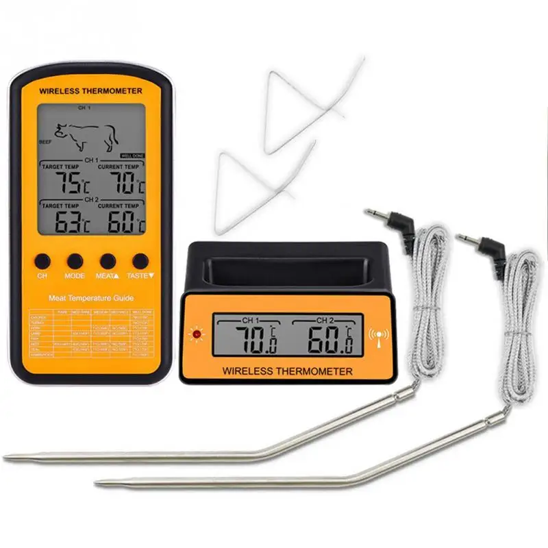 

Wireless Remote Digital Cooking Meat Thermometer Smoker Thermometer with Dual Probe for Grill BBQ Thermometer Monitors Receiver