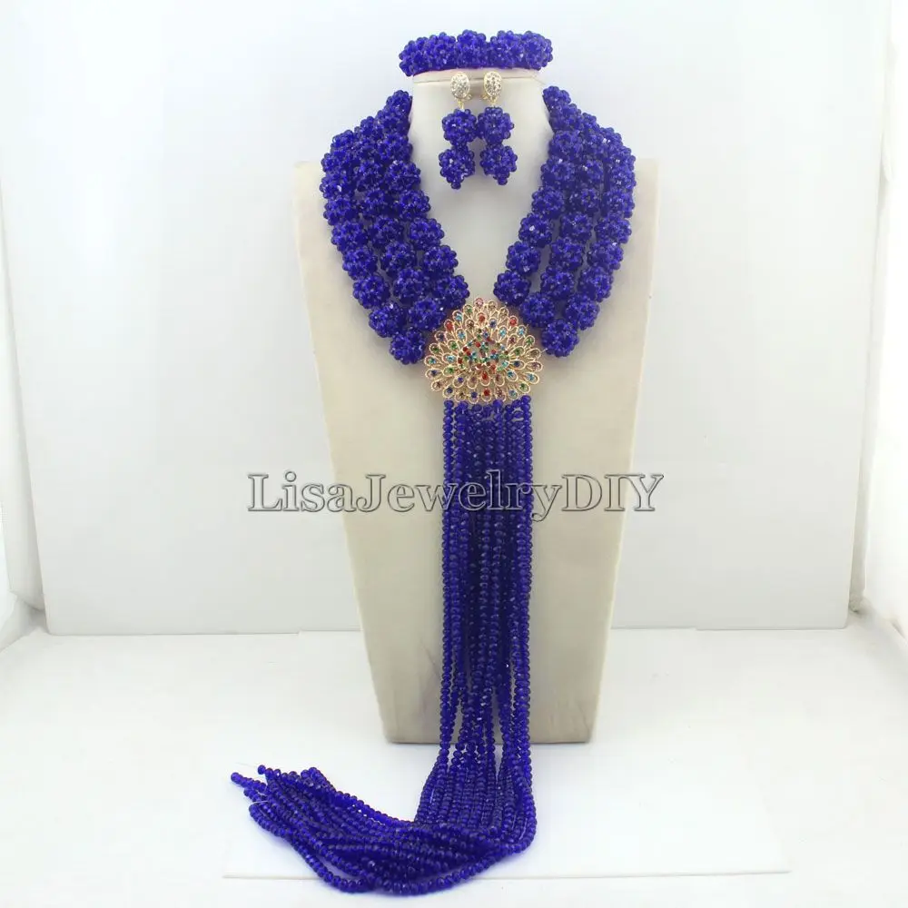 

Best Selling African Beads Jewelry Sets Nigerian Wedding Bridal Beads Necklace Earrings Jewelry Sets HD4677