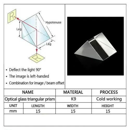 15x15x15 мм оптический Стекло призмы треугольные Lsosceles правый угол K9 призмы объектив света спектра физики оптика