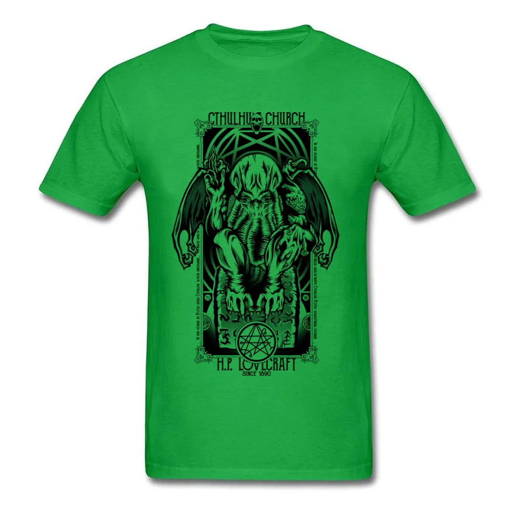 Cthulhus Church O Neck T-Shirt Autumn Tops Shirts Short Sleeve Coupons Cotton Europe Tops Shirt Design Men Top Quality Cthulhus Church green