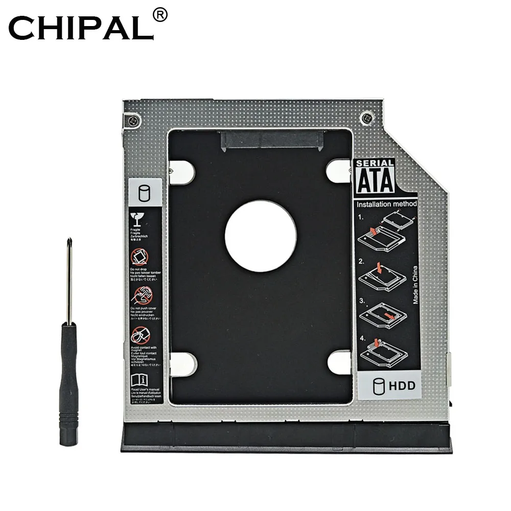 CHIPAL алюминиевый 2-ой HDD Caddy 9,5 мм SATA 3,0 эжектор двойной светодиодный для Dell Latitude E6320 E6420 E6520 E6330 E6430 E6530 Оптический отсек