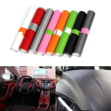 

10cmx127cm 3D Black Carbon Fiber Vinyl Car Wrap Sheet Roll Film Sticker Decal
