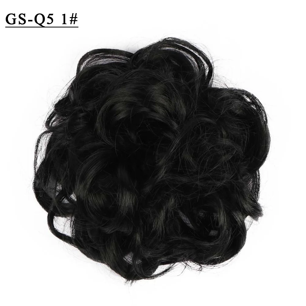 Красота кудрявые шиньон Женские синтетические волосы булочка для наращивания резинка 613# блонд волосы булочки термостойкие волокна GS-Q5 - Цвет: GS-Q5-1