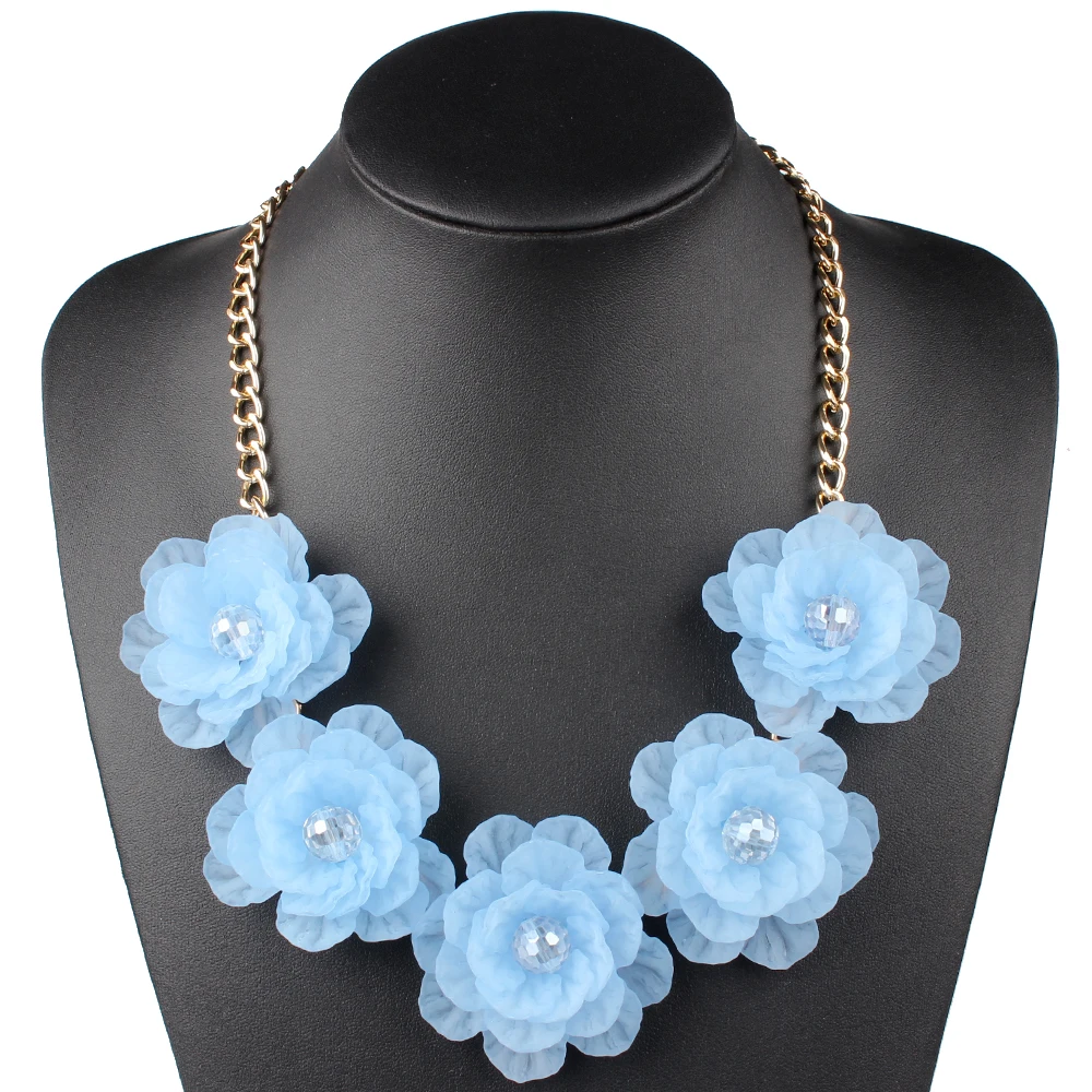 

Claire Jin Fresh Crystal Short Fashion Women Jewelry Choker Necklaces Five flower Necklace Popular Party Accessory