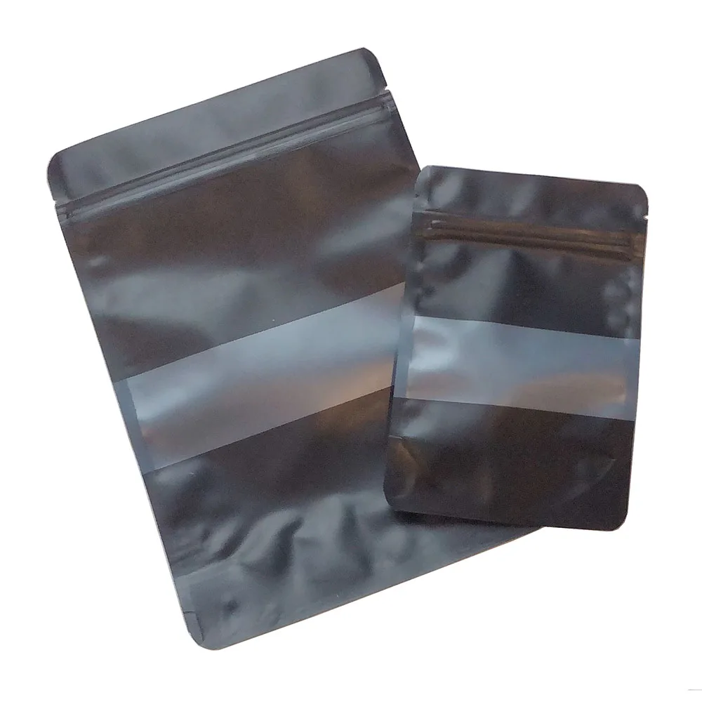 100 Pcs Stand Up Colorful Aluminum Foil Food Zipper Bag with Window, Pink Green Black Food Storage Packaging Plastic Pouch