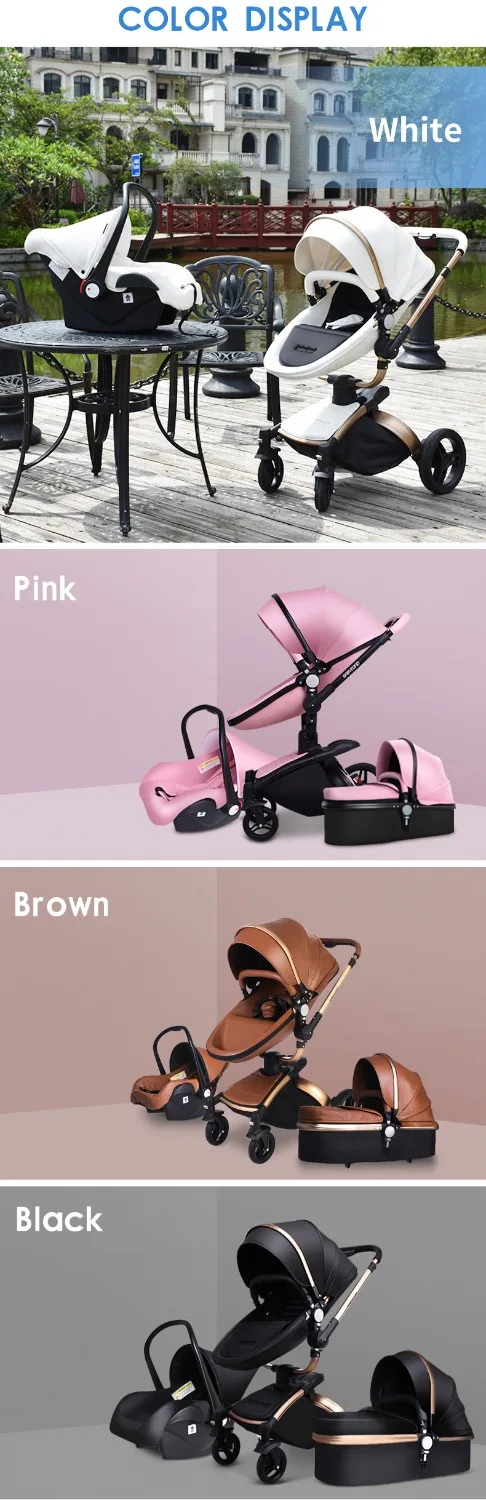 Кожаная детская брендовая детская коляска с высоким видом 3 в 1 детская коляска и бесплатный подарок детская коляска бренд Aulon Babyfond beb