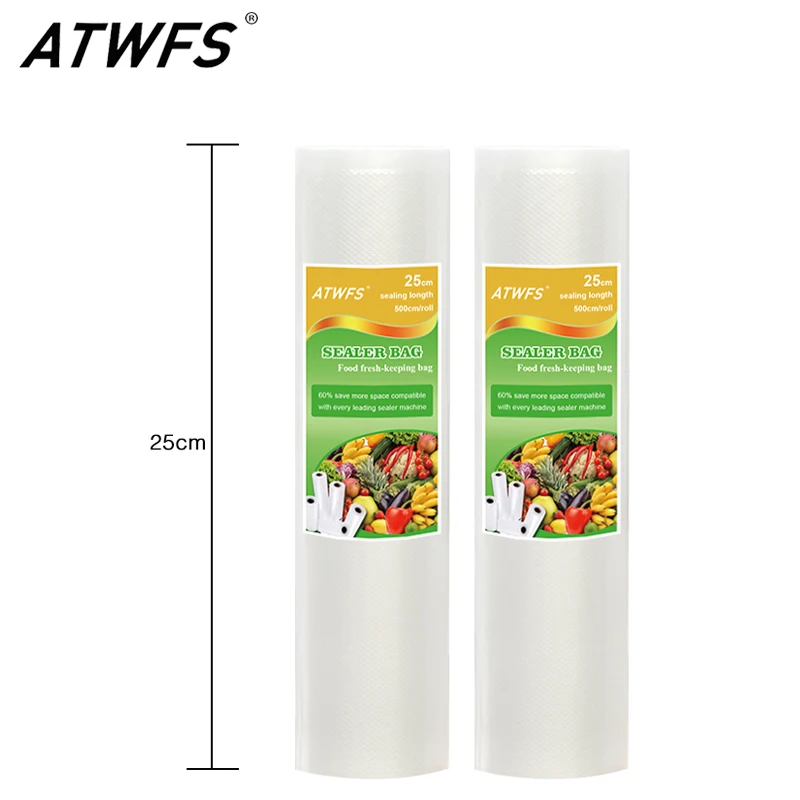 

2PCS Food Grade Vacuum bags for Vacuum food Sealer 25x500cm Vacuum bag Rolls Vacuum Heat Sealer Food Saver Bag Food Storage Bags
