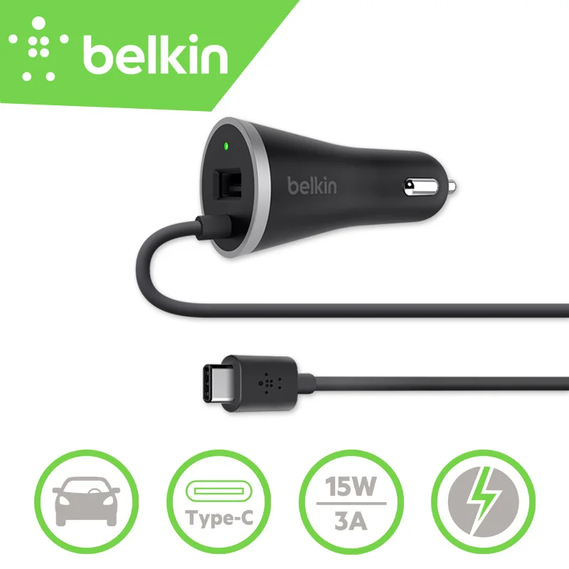 Belkin Universal Car Charger 3A/15 W con USB C Cable para MacBook para