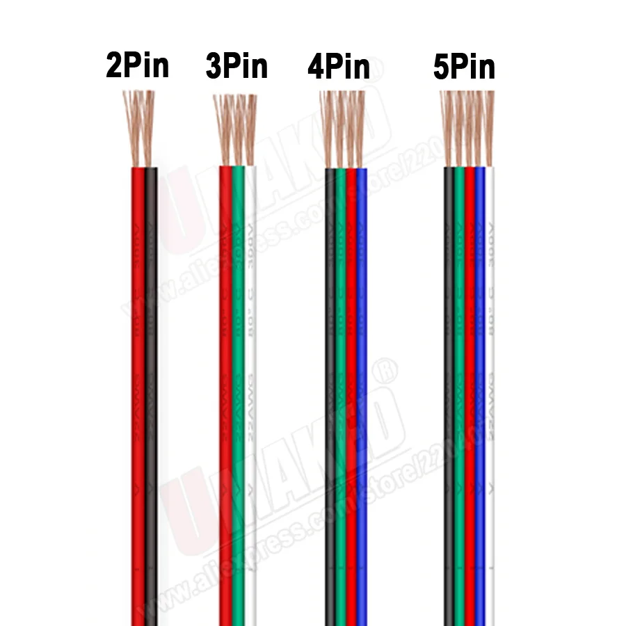 2/3/4/5pins луженую медную проволоку, Удлинительный кабель провод, 22AWG светодиодный ленты электронный силовой кабель, кабель из алюминиевого сплава, "сделай сам" для подключения