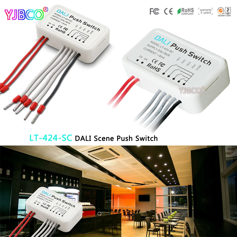 

LTECH led Switch LT-424-SC;DALI Scene Push Switch Powered by DALI Bus 0-15 Group Mode Small Size PC Plastic Shell good quality