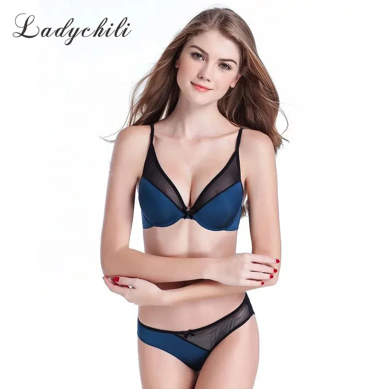 

Breast Magic the Gathering Support Mesh Fantasy Sexy Seamless Push Up Bra Set Pad Foam Deep V Bra and Panty Set N210