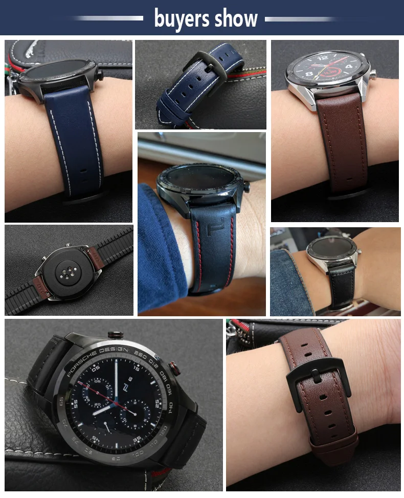 Для huawei watch2 pro Магия классические galaxy Watch 46mm спортивный ремешок для часов 22 мм Натуральная кожа с силиконовым браслетом, Quick Release полос